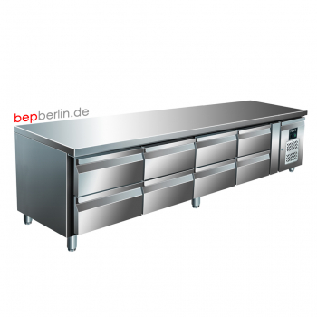 Unterbaukühltisch 4X2 Schubladen 2230 x 700 x 650 mm, -2 / +8 °C